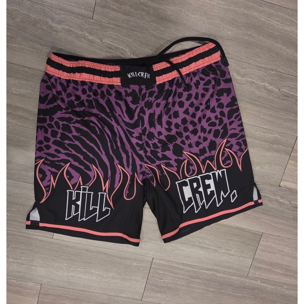 Kill Crew Porrada Series Vol 1 Shorts Mens 2XL Purple Leopard Zebra Flame - MMA